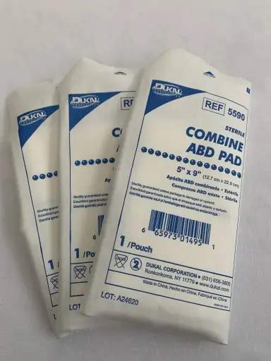 Compresses abdominales, stériles (5 po × 9 po)